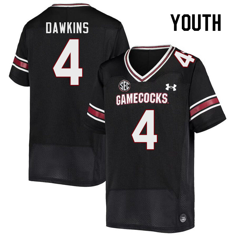 Youth #4 Terrell Dawkins South Carolina Gamecocks 2023 College Football Jerseys Stitched-Black